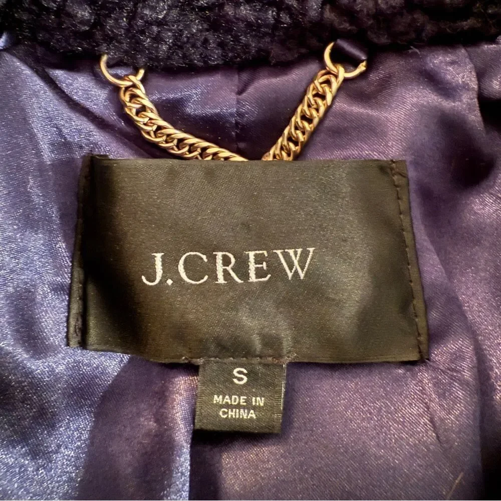 J. Crew Teddy Sherpa Topcoat in Navy Colorblock